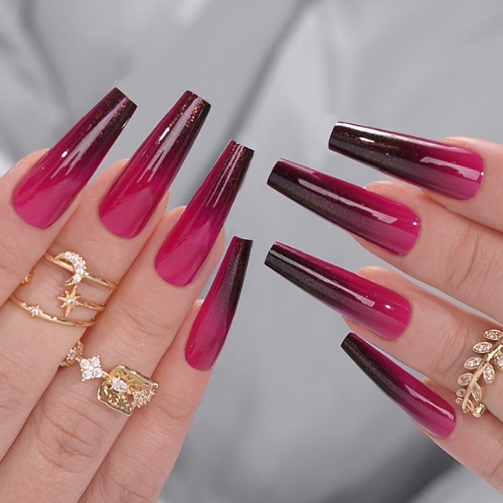 📢 4/$15 Pink & Black Press On Nails